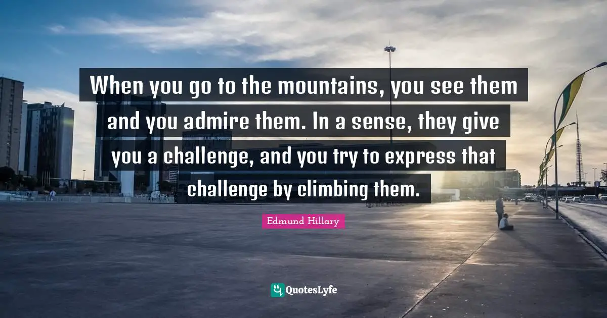 When you go to the mountains, you see them and you admire them. In a sense, they give you a challenge, and you try to express that challenge by climbing them.