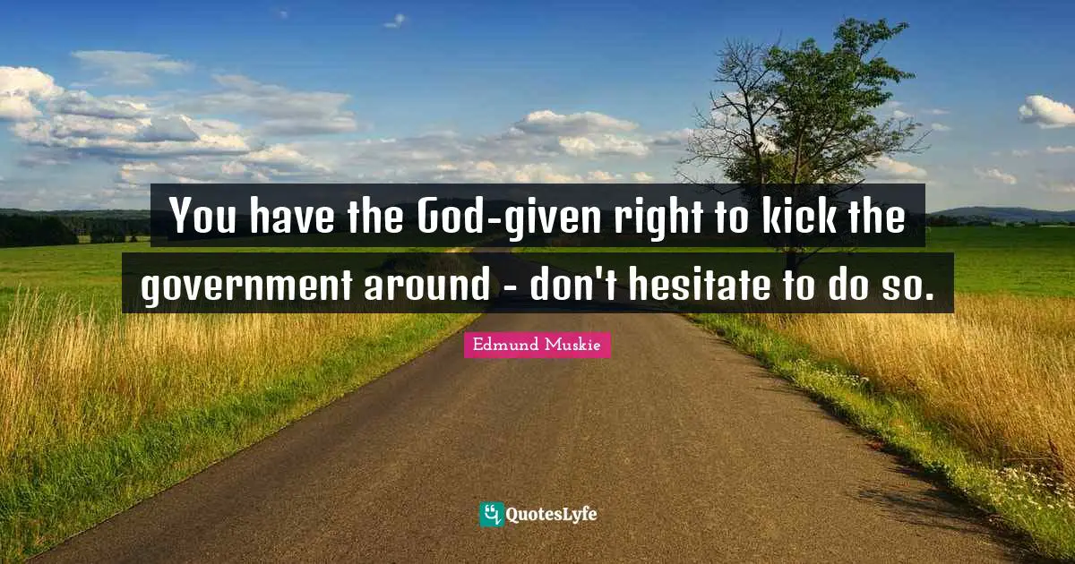 You have the God-given right to kick the government around - don't hesitate to do so.