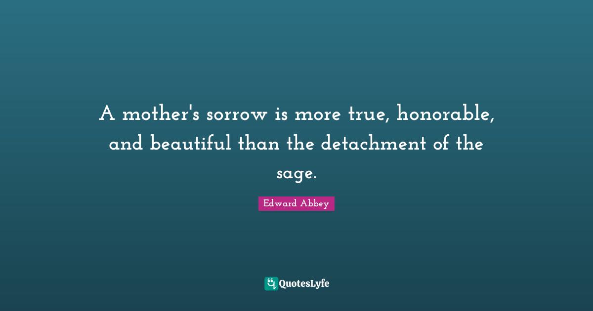 A mother's sorrow is more true, honorable, and beautiful than the detachment of the sage.