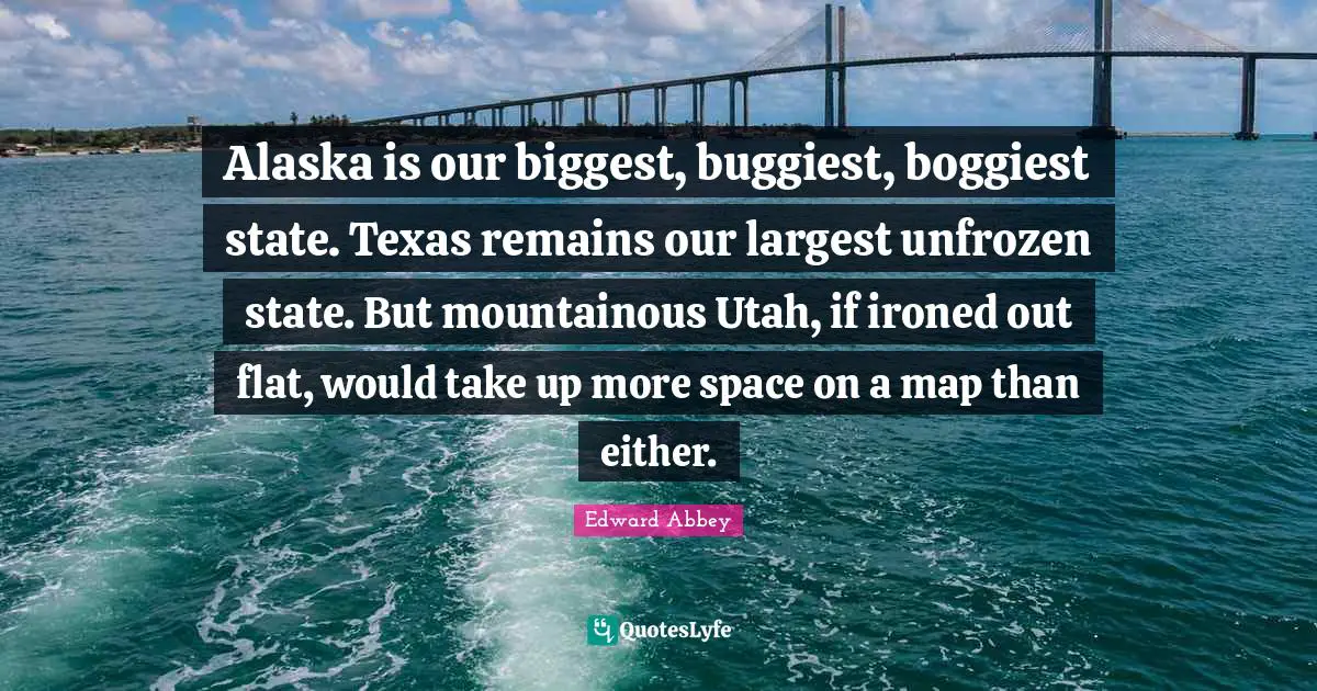 Alaska is our biggest, buggiest, boggiest state. Texas remains our largest unfrozen state. But mountainous Utah, if ironed out flat, would take up more space on a map than either.