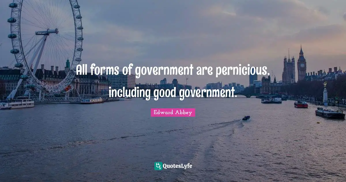 All forms of government are pernicious, including good government.