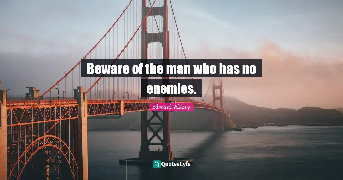 Beware of the man who has no enemies.