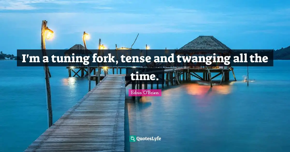 I'm a tuning fork, tense and twanging all the time.