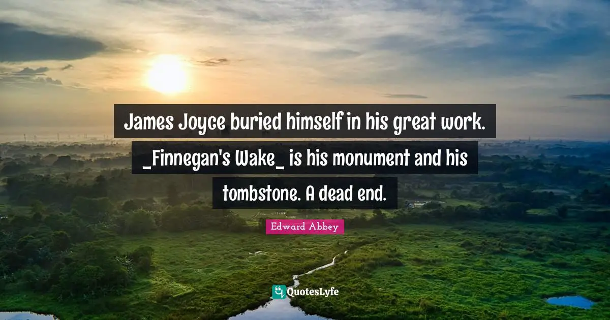 James Joyce buried himself in his great work. _Finnegan's Wake_ is his monument and his tombstone. A dead end.