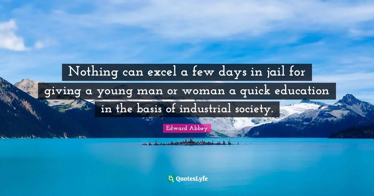 Nothing can excel a few days in jail for giving a young man or woman a quick education in the basis of industrial society.