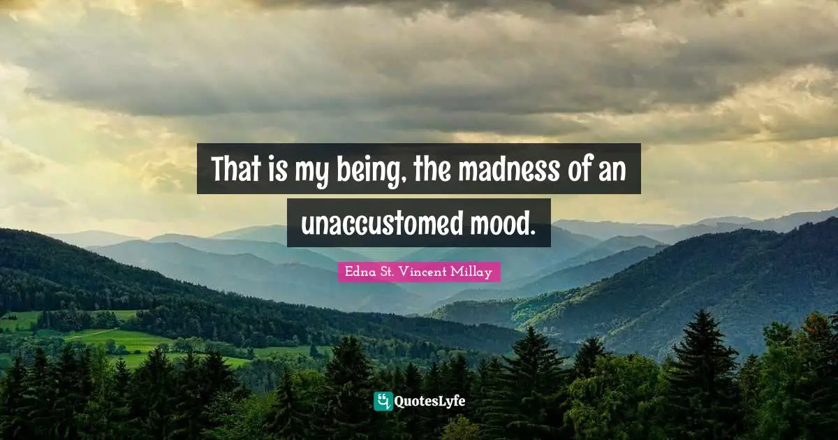 That is my being, the madness of an unaccustomed mood.