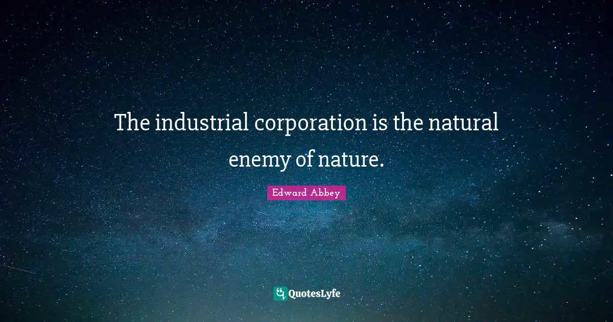 The industrial corporation is the natural enemy of nature.