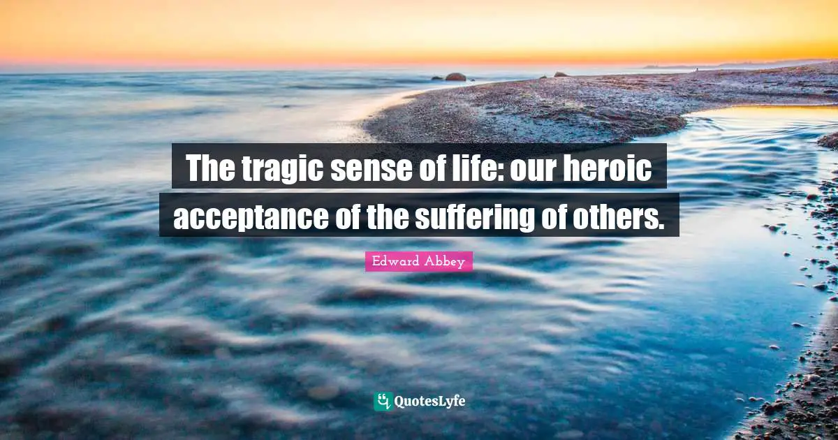 The tragic sense of life: our heroic acceptance of the suffering of others.