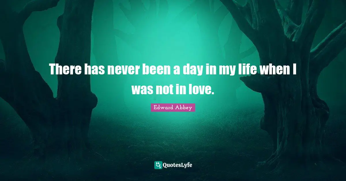 There has never been a day in my life when I was not in love.