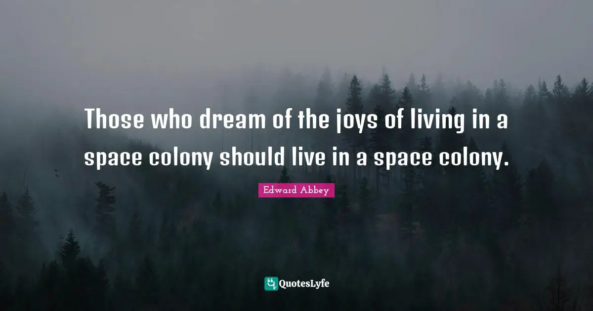 Those who dream of the joys of living in a space colony should live in a space colony.