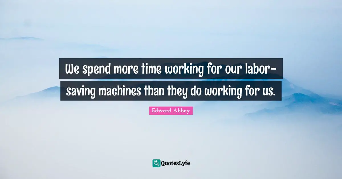 We spend more time working for our labor-saving machines than they do working for us.