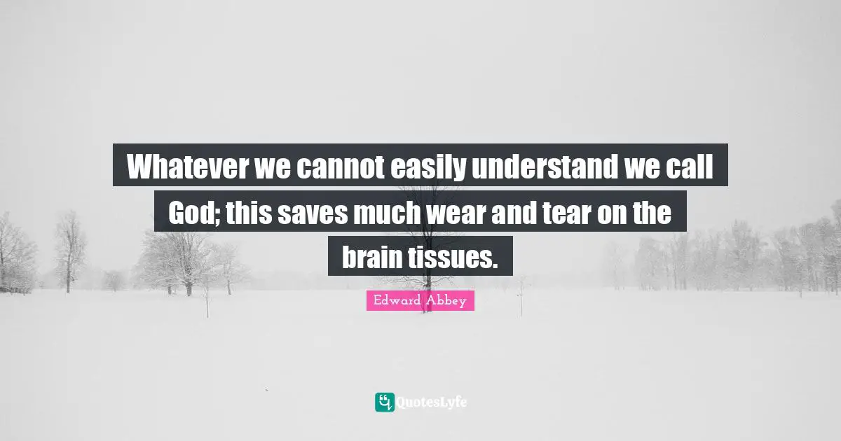 Tissues Quotes: "Whatever we cannot easily understand we call God; this saves much wear and tear on the brain tissues."