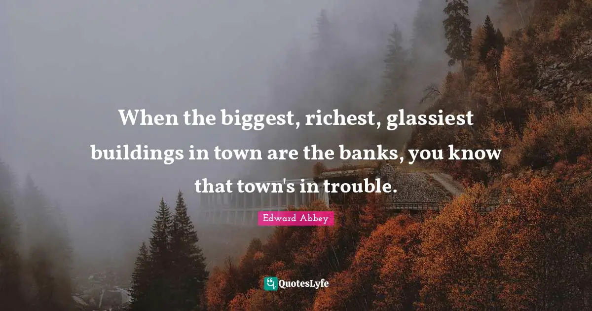 When the biggest, richest, glassiest buildings in town are the banks, you know that town's in trouble.