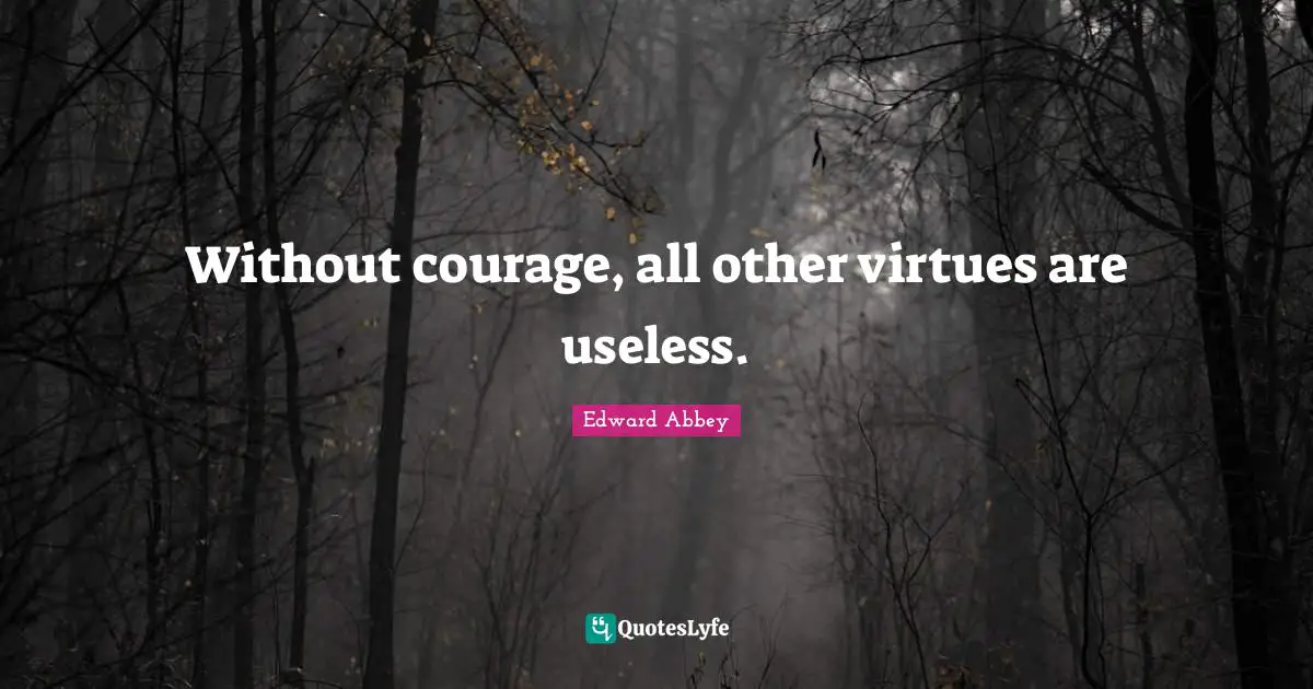 Without courage, all other virtues are useless.