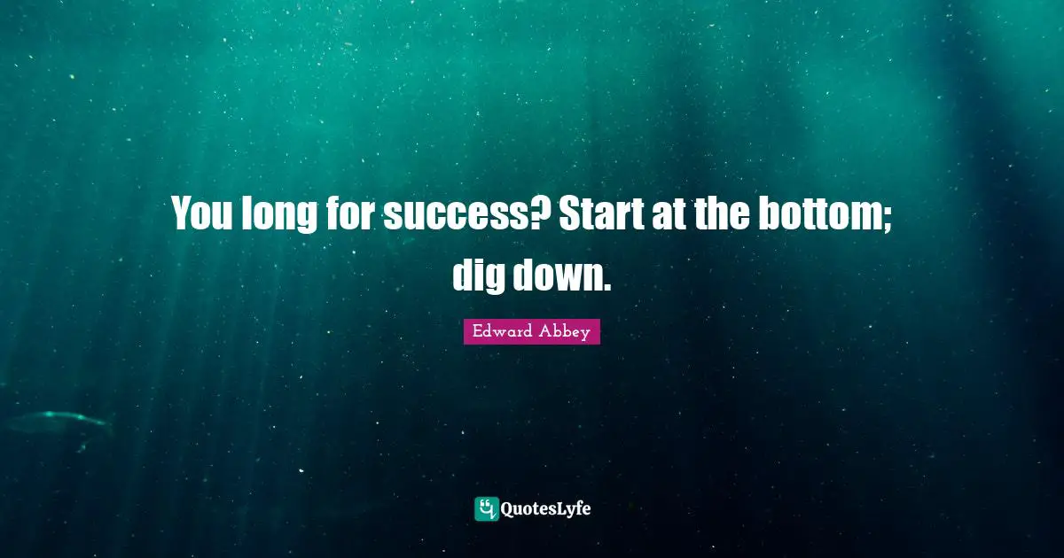 You long for success? Start at the bottom; dig down.