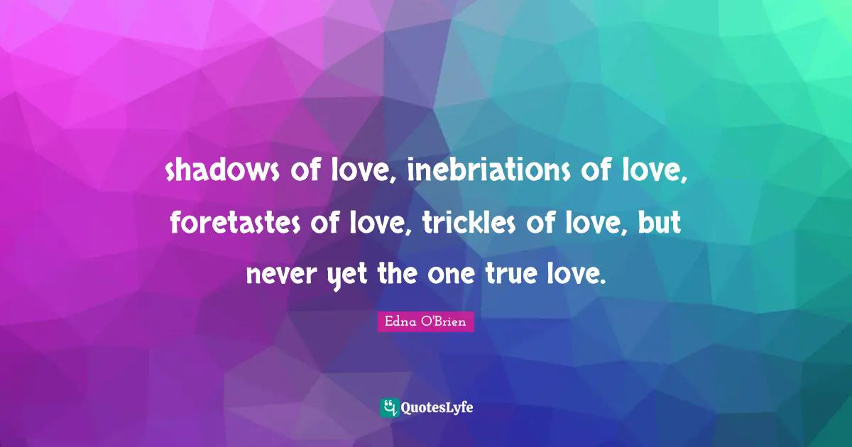 shadows of love, inebriations of love, foretastes of love, trickles of love, but never yet the one true love.