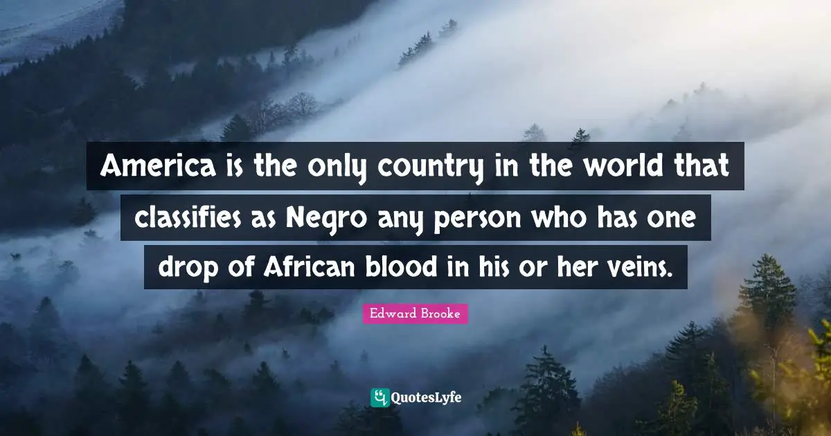 America is the only country in the world that classifies as Negro any person who has one drop of African blood in his or her veins.