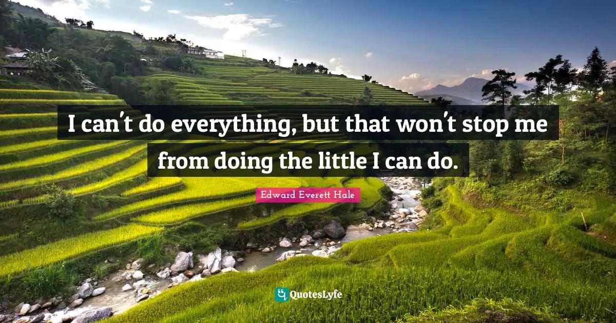 Edward Everett Quotes: "I can't do everything, but that won't stop me from doing the little I can do."