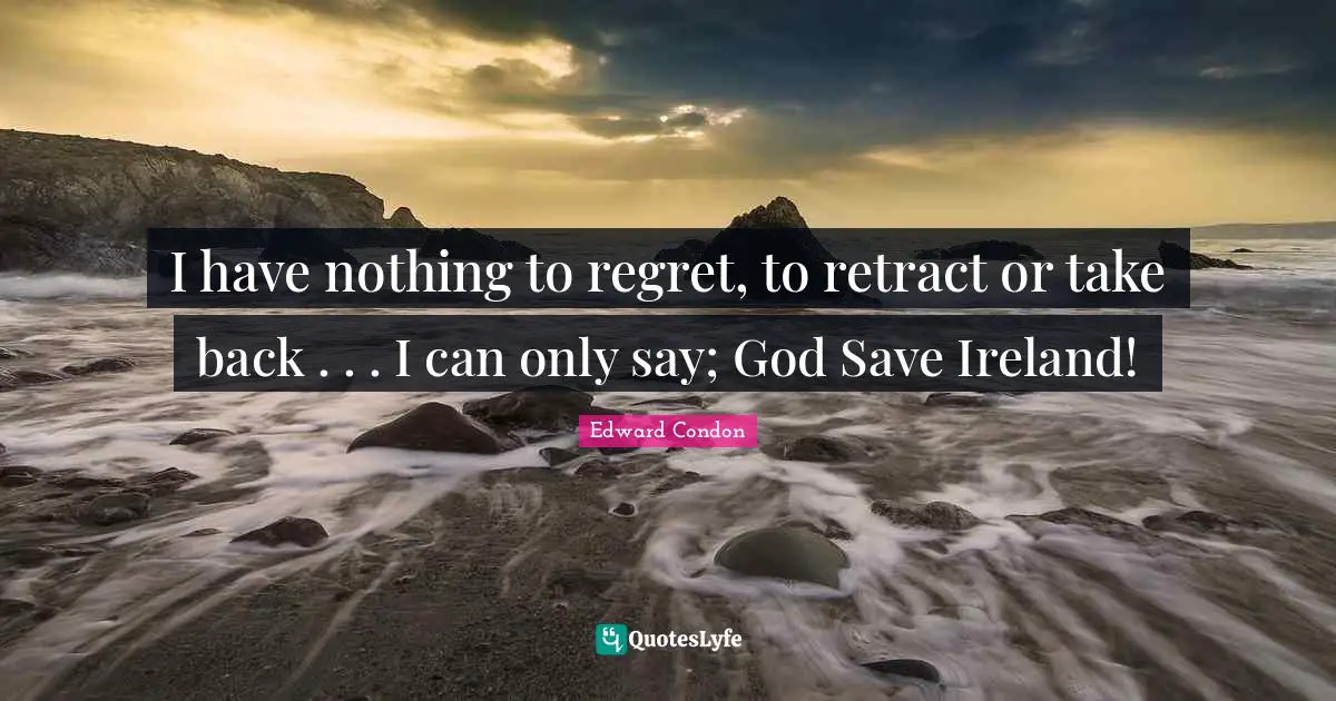 I have nothing to regret, to retract or take back . . . I can only say; God Save Ireland!