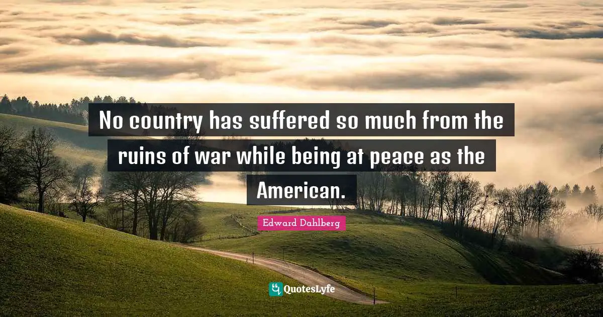 No country has suffered so much from the ruins of war while being at peace as the American.