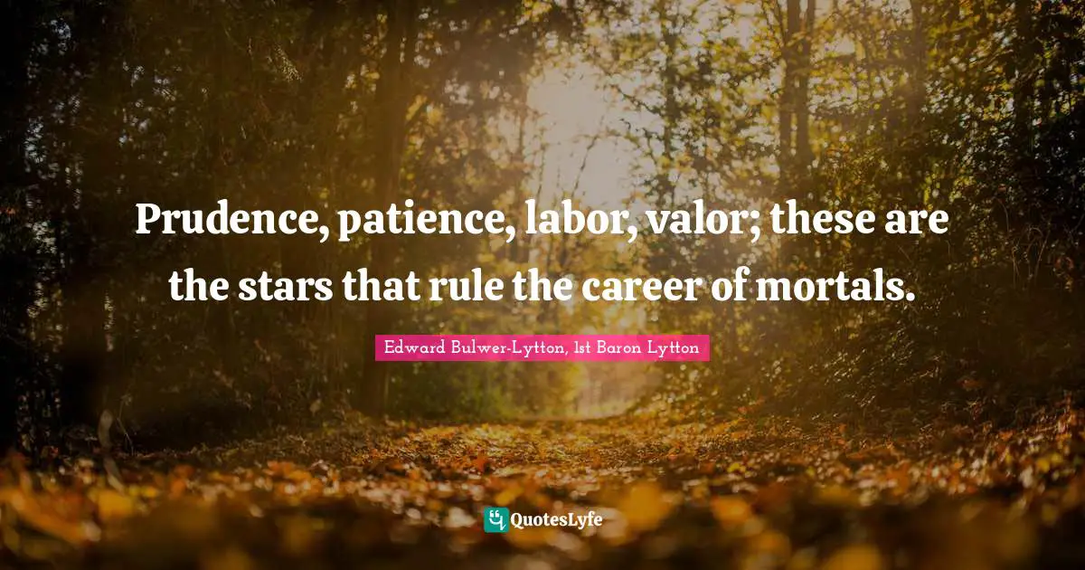 Prudence, patience, labor, valor; these are the stars that rule the career of mortals.