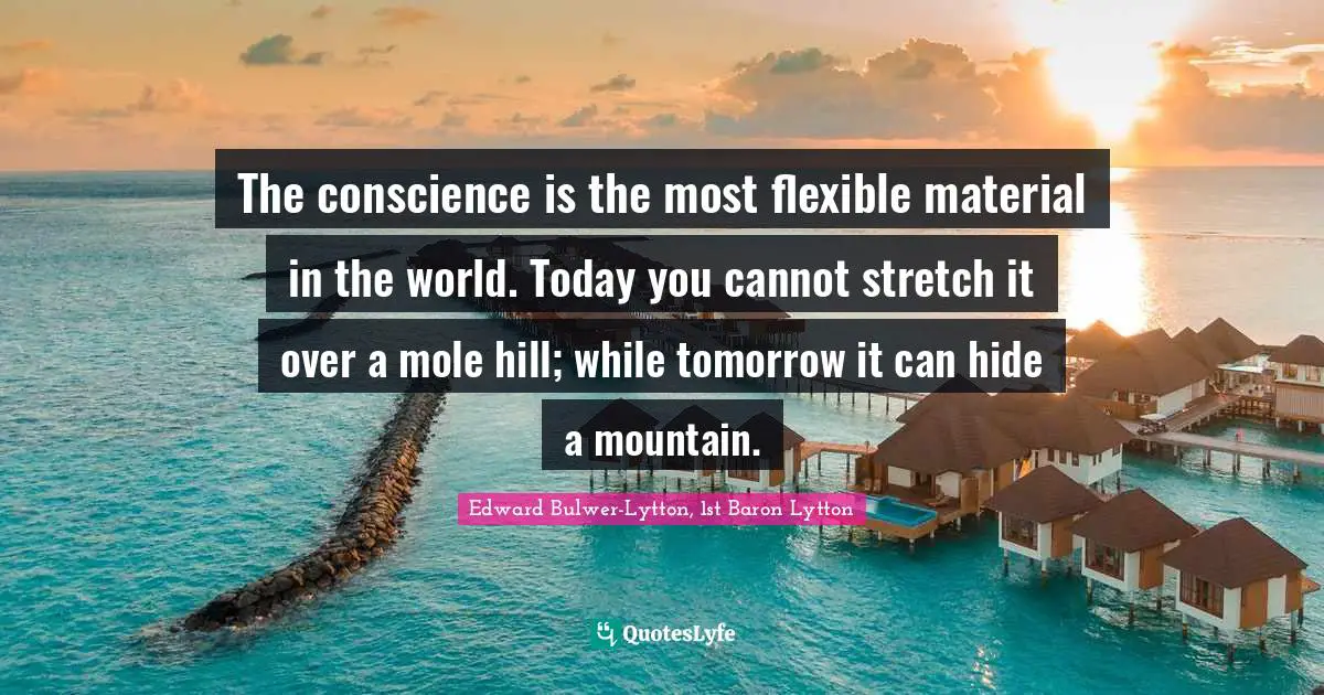 Conscience Quotes: "The conscience is the most flexible material in the world. Today you cannot stretch it over a mole hill; while tomorrow it can hide a mountain."
