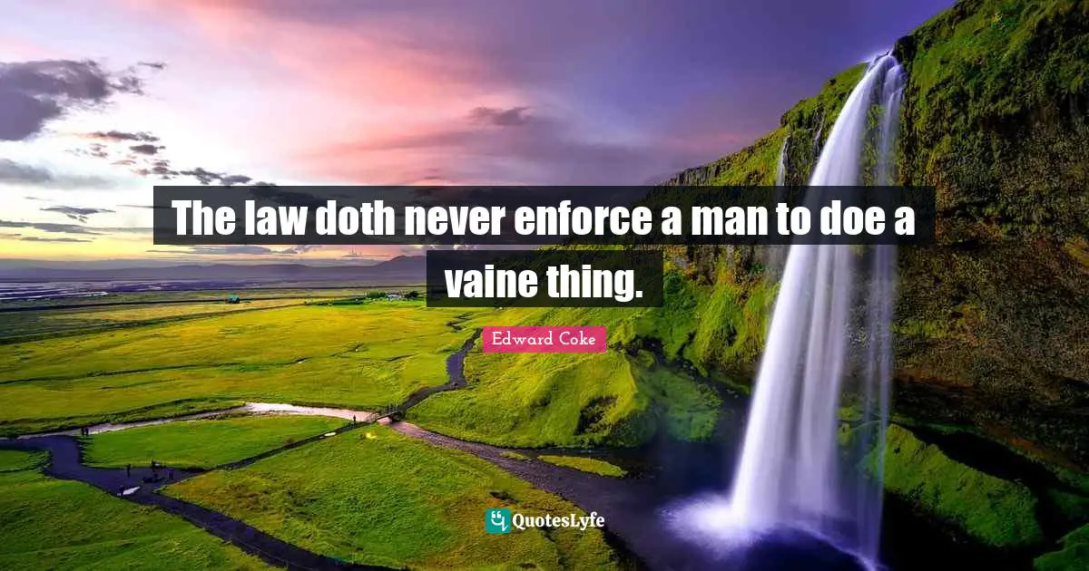 The law doth never enforce a man to doe a vaine thing.