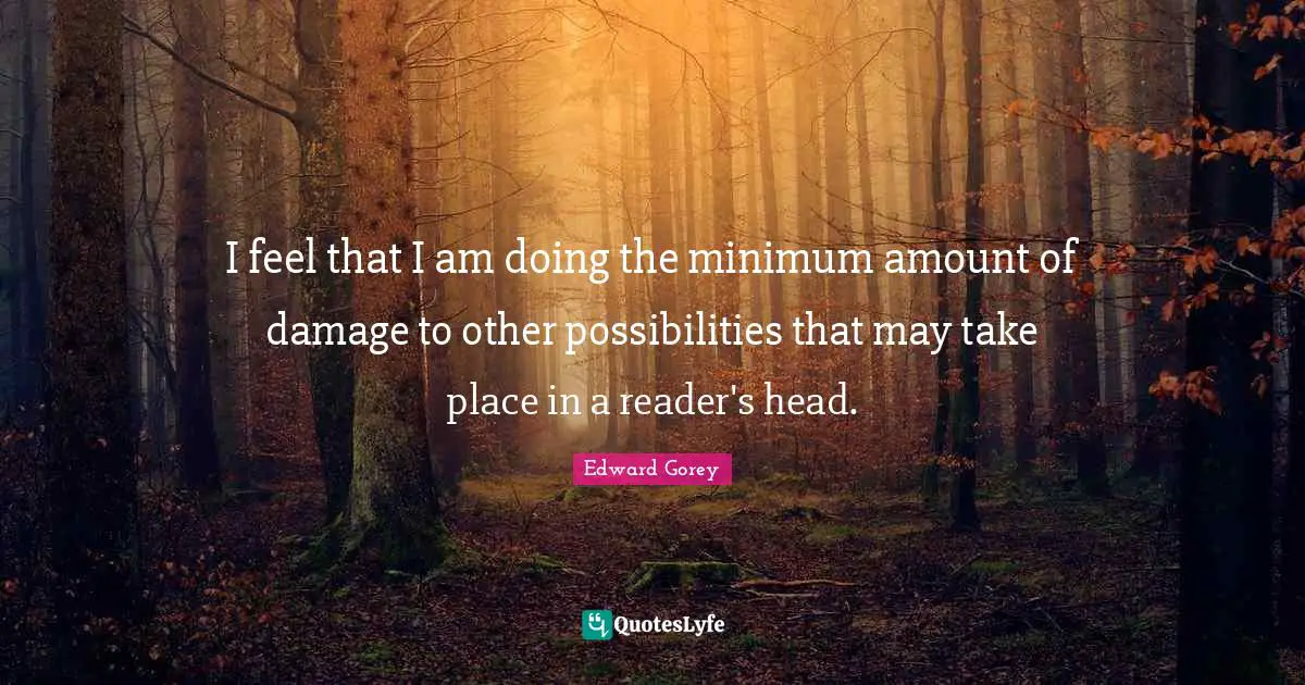 I feel that I am doing the minimum amount of damage to other possibilities that may take place in a reader's head.
