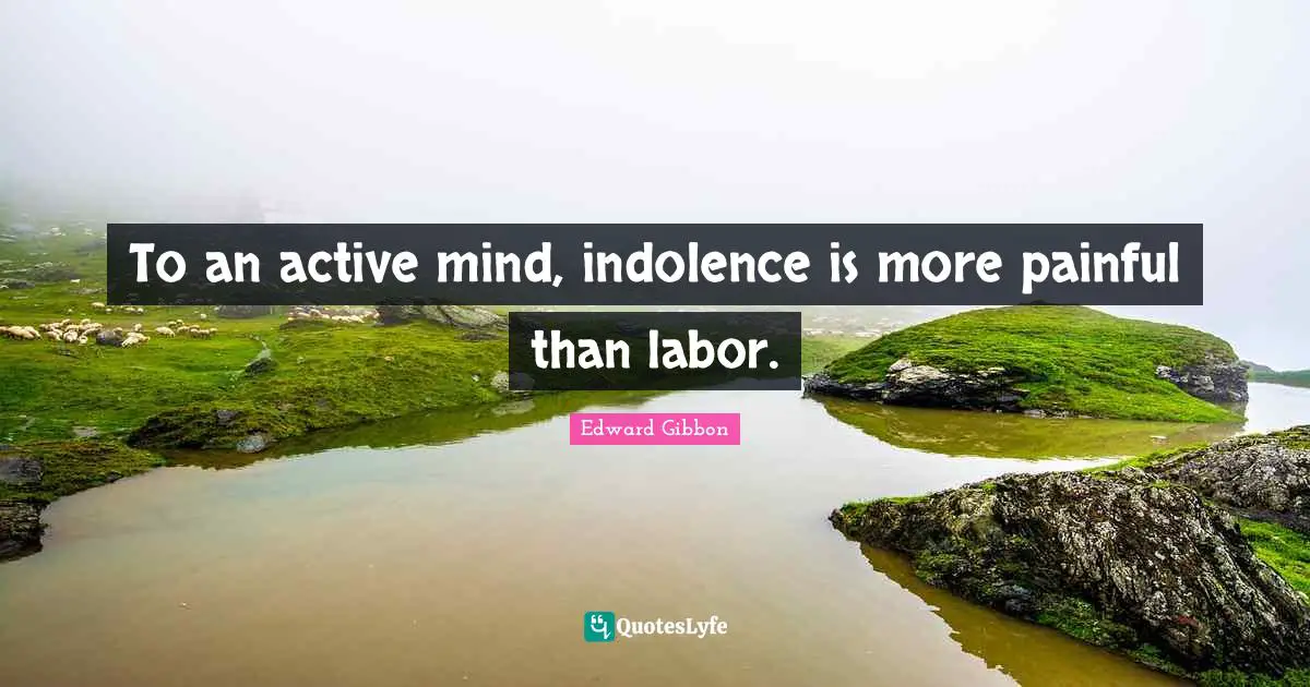 To an active mind, indolence is more painful than labor.