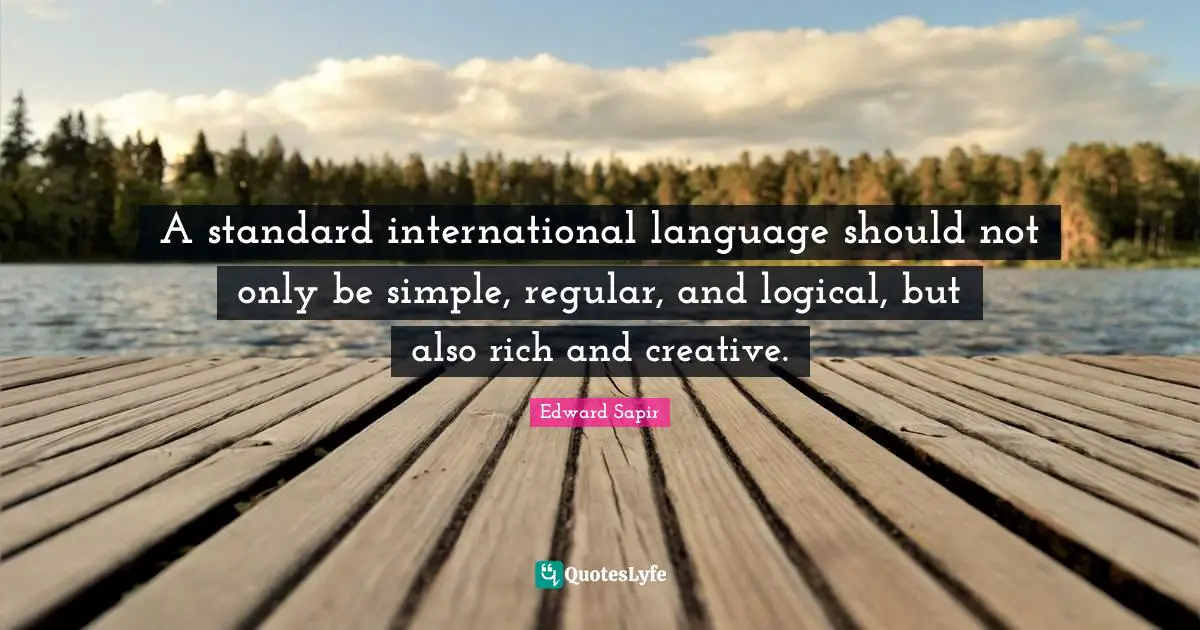 A standard international language should not only be simple, regular, and logical, but also rich and creative.