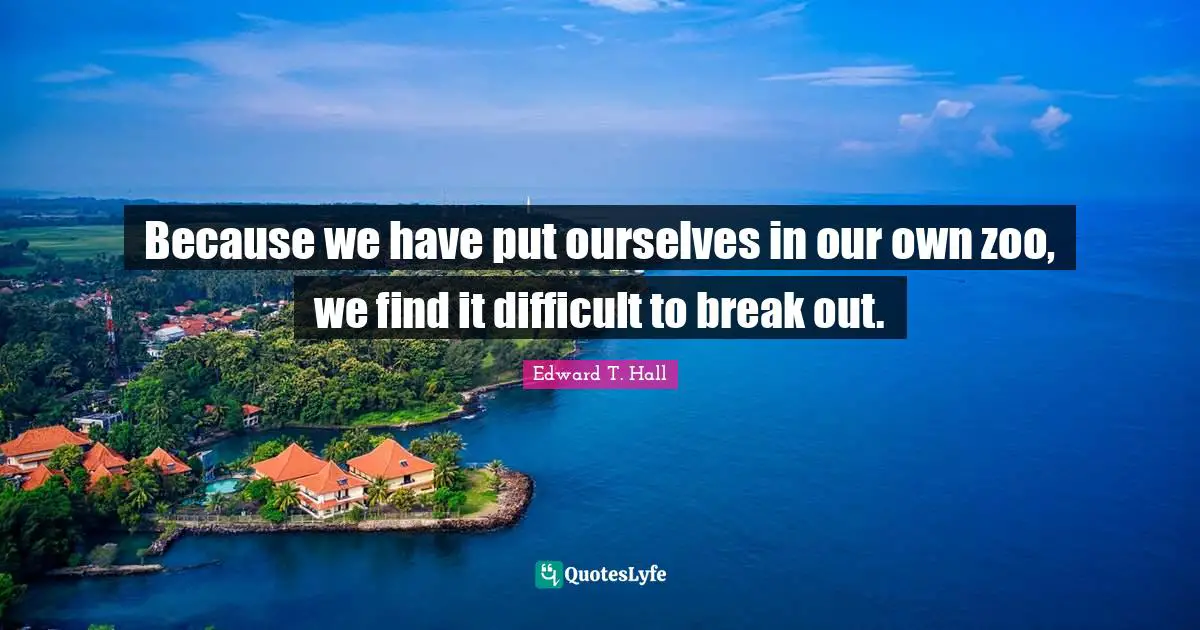 Because we have put ourselves in our own zoo, we find it difficult to break out.