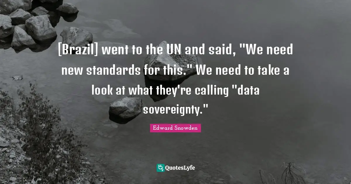 [Brazil] went to the UN and said, "We need new standards for this." We need to take a look at what they're calling "data sovereignty."