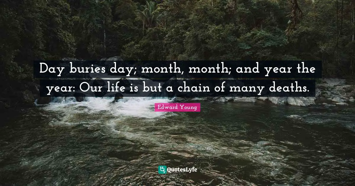 Day buries day; month, month; and year the year: Our life is but a chain of many deaths.