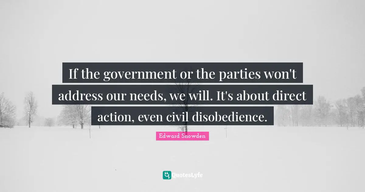 If the government or the parties won't address our needs, we will. It's about direct action, even civil disobedience.