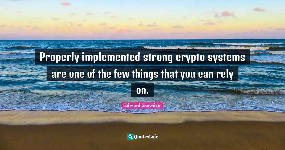 Edward Snowden Quotes: "Properly implemented strong crypto systems are one of the few things that you can rely on."