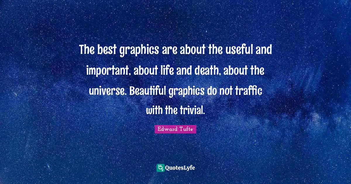 The best graphics are about the useful and important, about life and death, about the universe. Beautiful graphics do not traffic with the trivial.