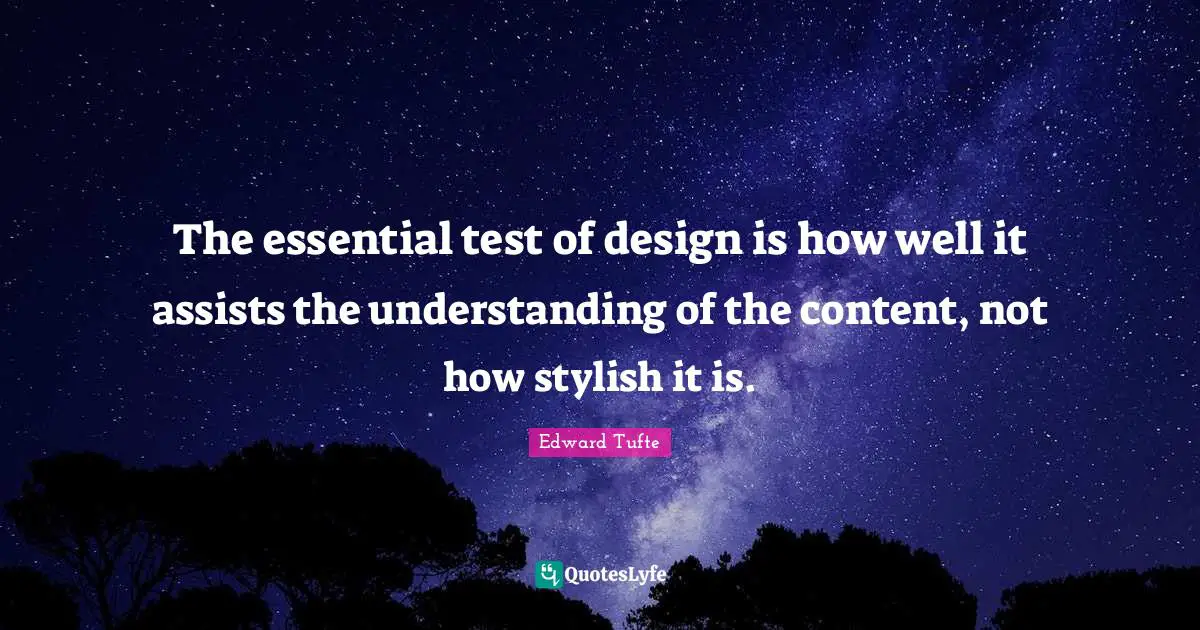 The essential test of design is how well it assists the understanding of the content, not how stylish it is.