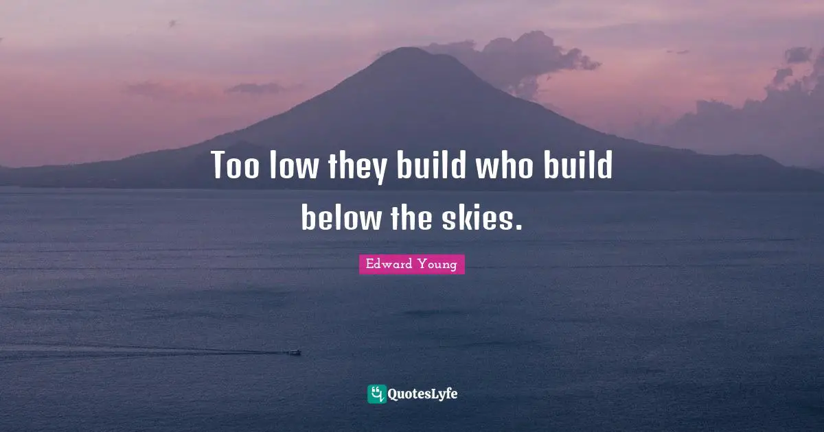 Too low they build who build below the skies.