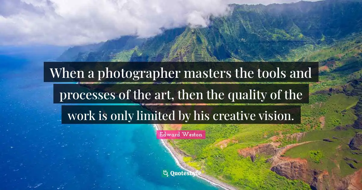 When a photographer masters the tools and processes of the art, then the quality of the work is only limited by his creative vision.