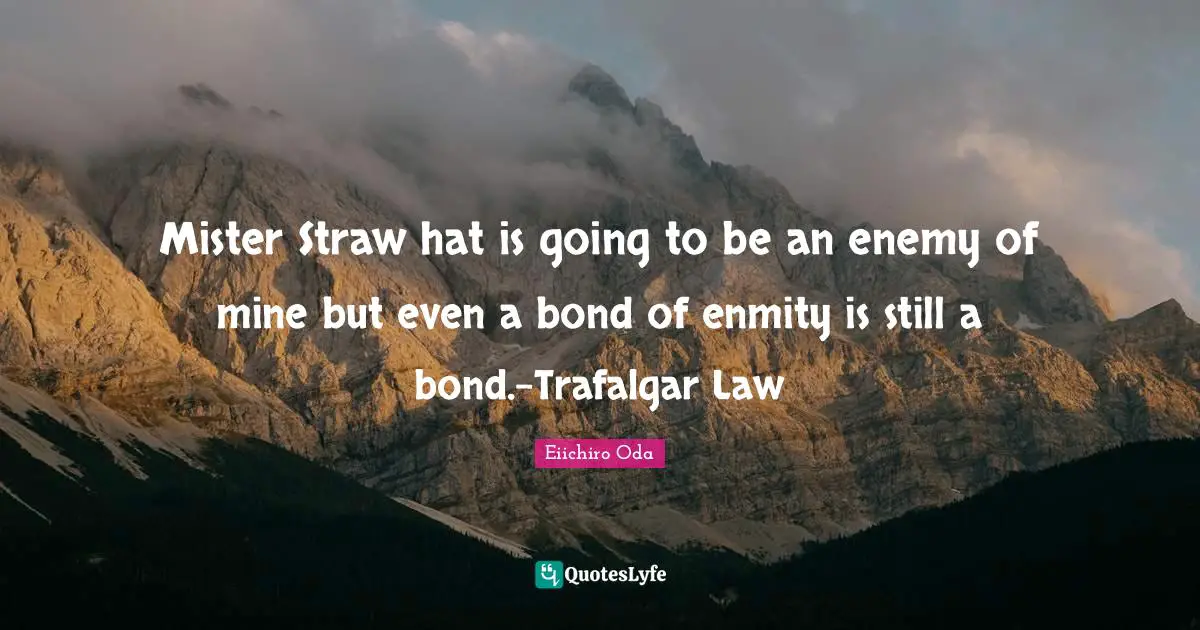 Mister Straw hat is going to be an enemy of mine but even a bond of enmity is still a bond.-Trafalgar Law