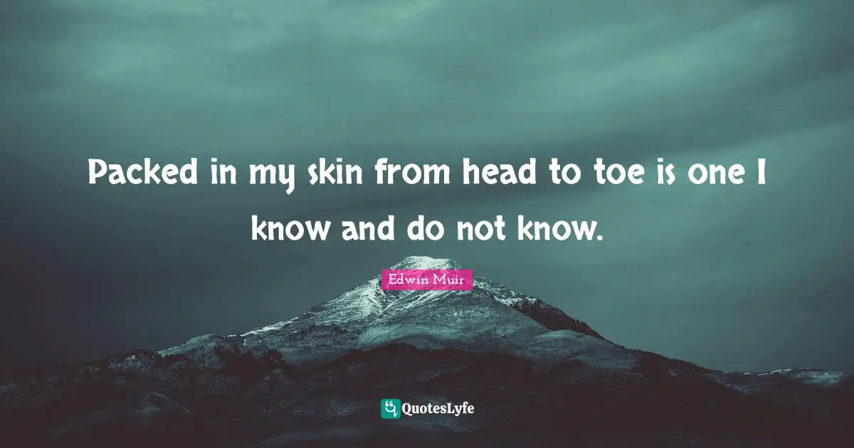 Packed in my skin from head to toe is one I know and do not know.