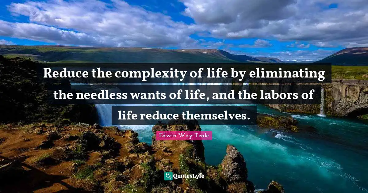 Eliminating Quotes: "Reduce the complexity of life by eliminating the needless wants of life, and the labors of life reduce themselves."