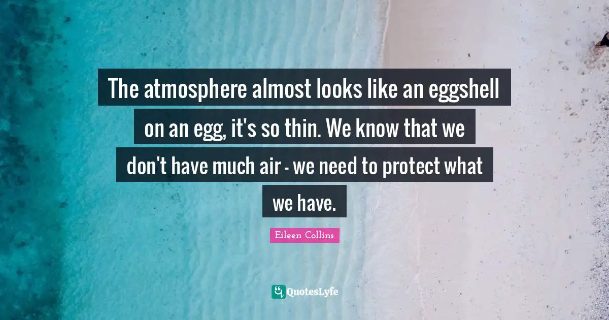 Eggs Quotes: "The atmosphere almost looks like an eggshell on an egg, it's so thin. We know that we don't have much air - we need to protect what we have."
