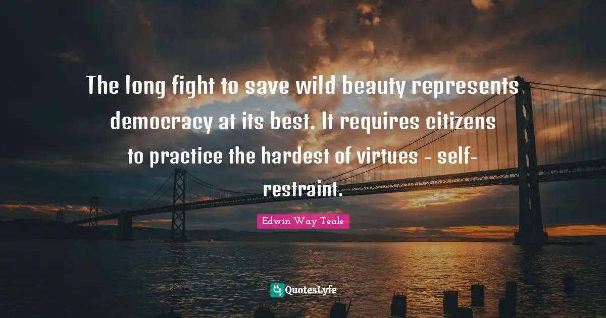 The long fight to save wild beauty represents democracy at its best. It requires citizens to practice the hardest of virtues - self-restraint.