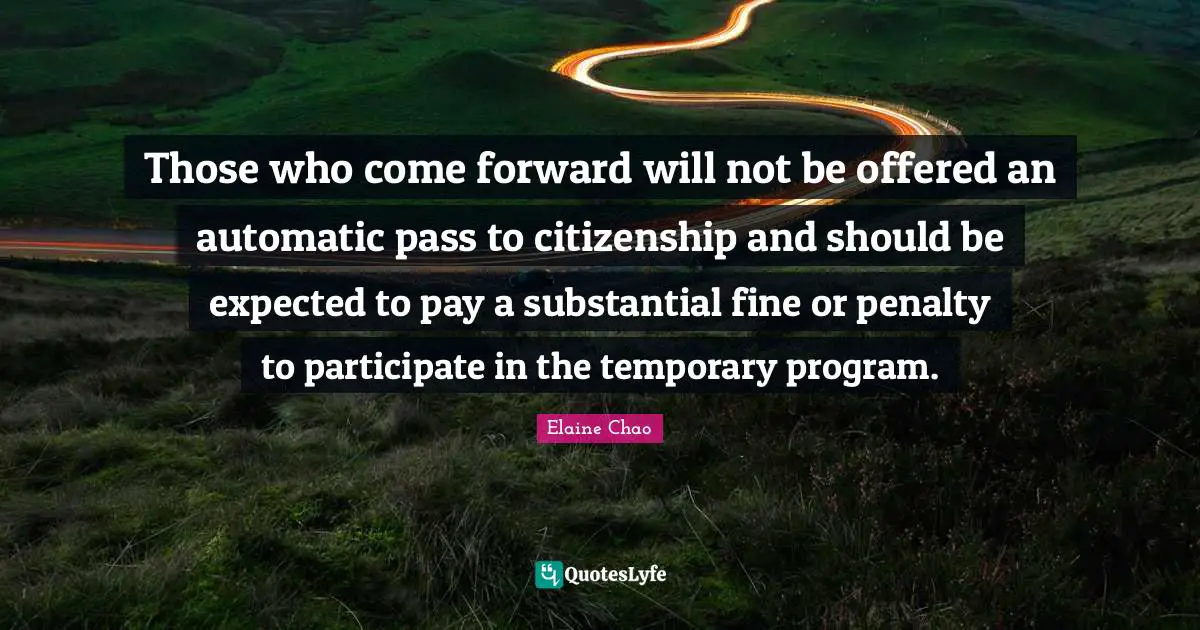 Those who come forward will not be offered an automatic pass to citizenship and should be expected to pay a substantial fine or penalty to participate in the temporary program.