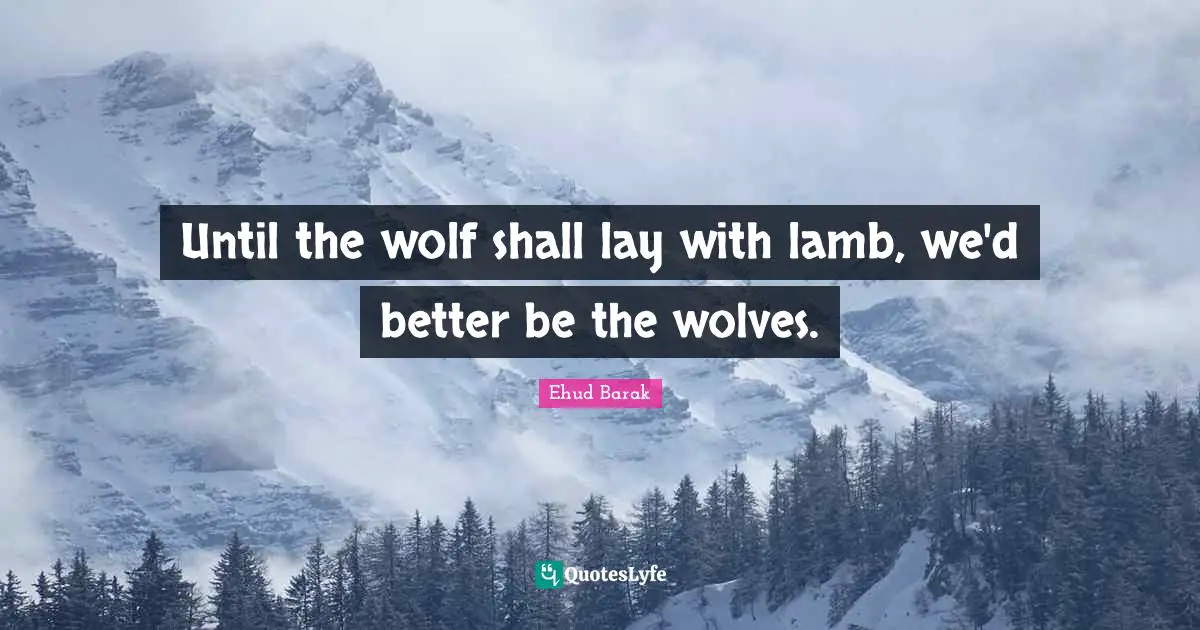 Until the wolf shall lay with lamb, we'd better be the wolves.