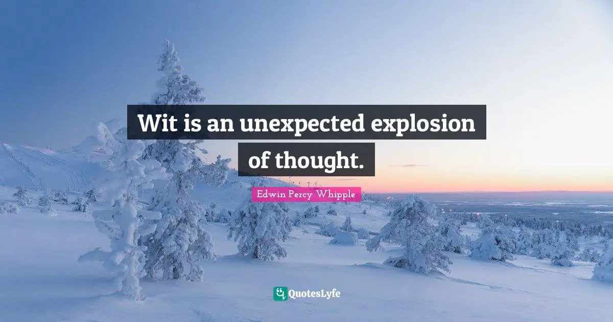 Wit is an unexpected explosion of thought.