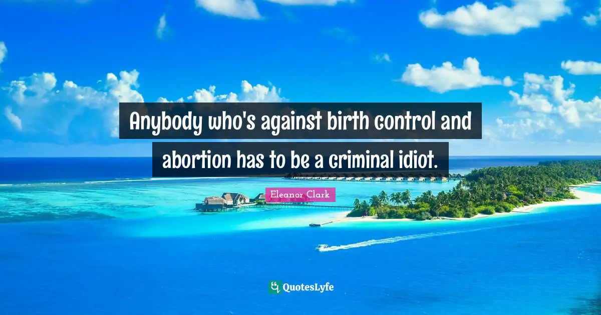Anybody who's against birth control and abortion has to be a criminal idiot.