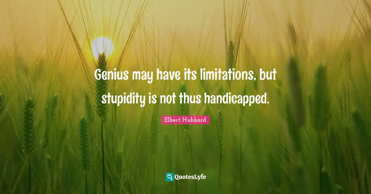 Genius may have its limitations, but stupidity is not thus handicapped.