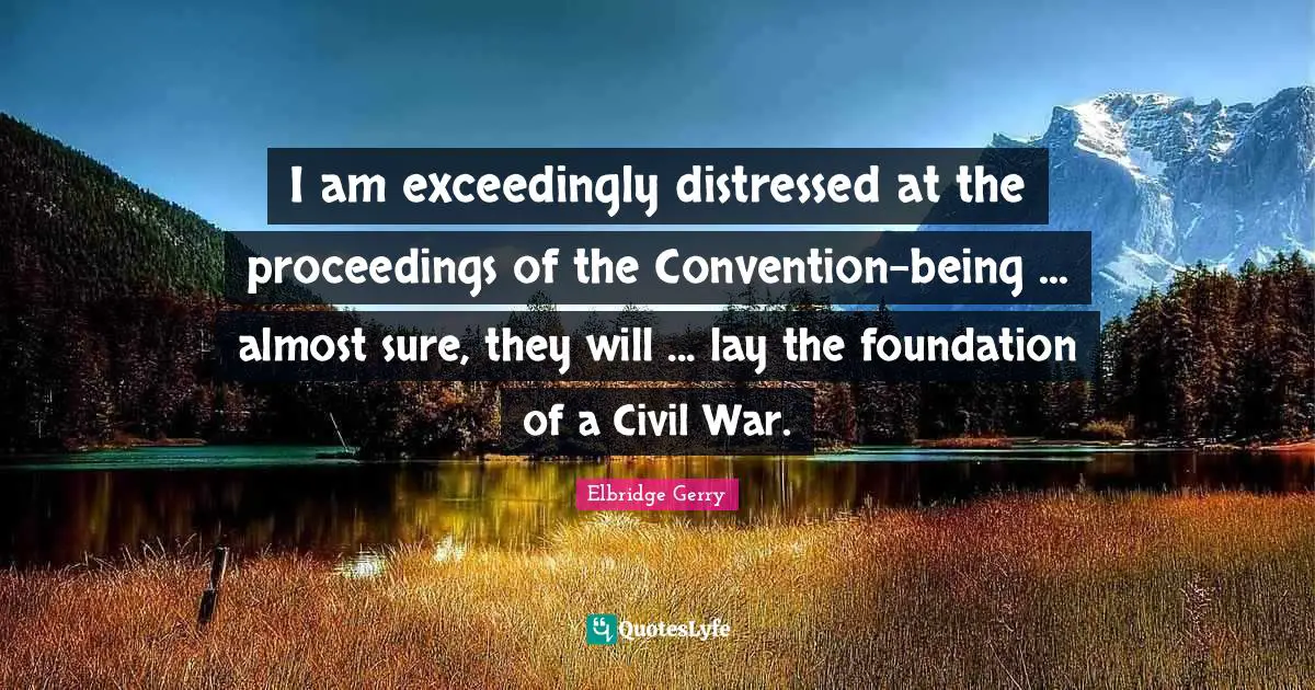 I am exceedingly distressed at the proceedings of the Convention-being ... almost sure, they will ... lay the foundation of a Civil War.